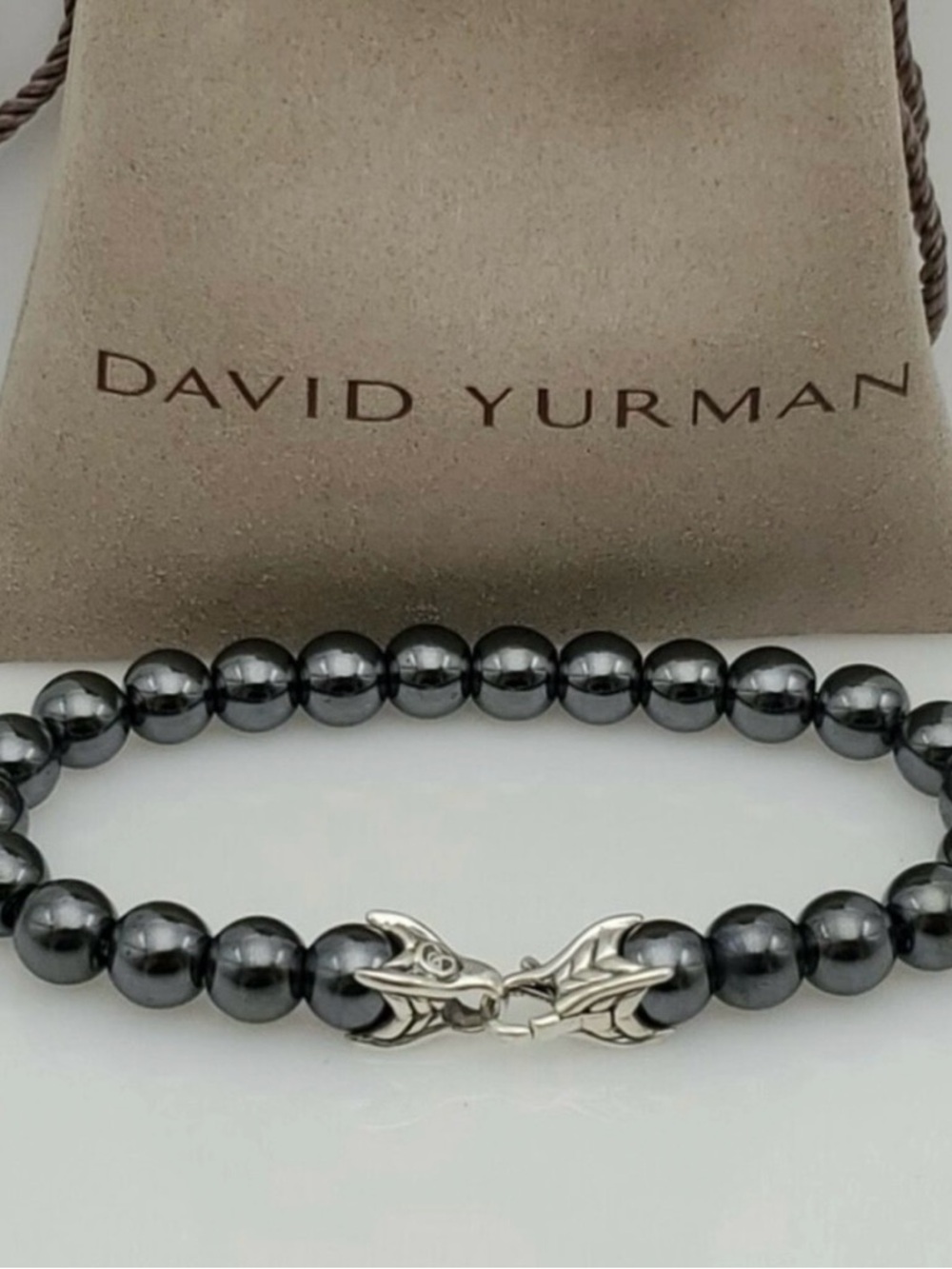 Authentic David Yurman Men’s Beaded Bracelet Hematite 8"